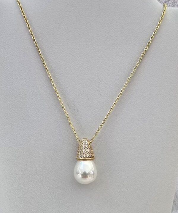 Teardrop Shaped Pearl Necklace 925 Silver - Image 2