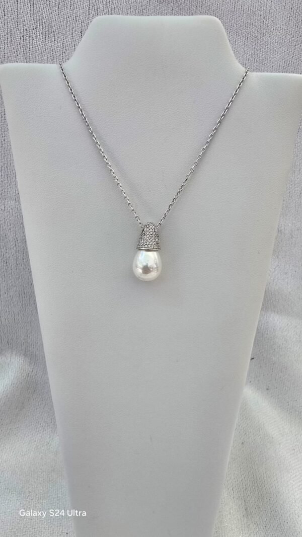 Teardrop Shaped Pearl Necklace 925 Silver - Image 3
