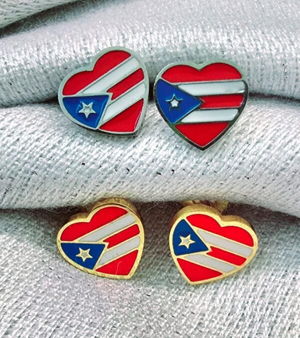 Heart-Shaped Puerto Rico Flag Earring - Image 4