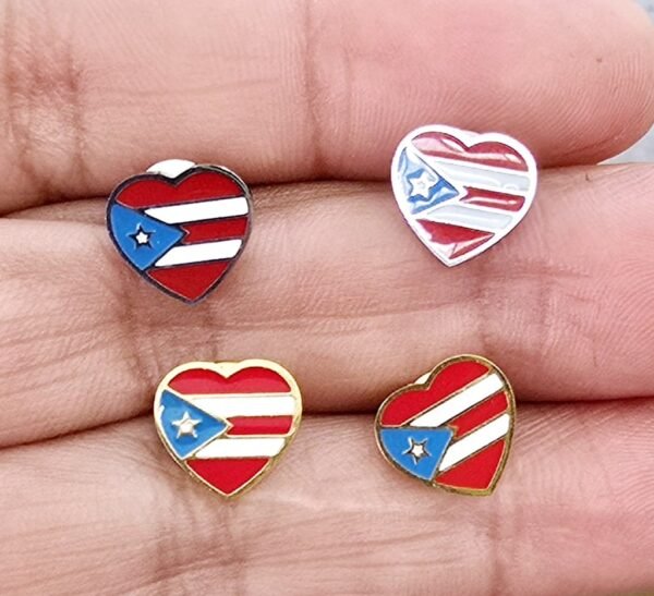 Heart-Shaped Puerto Rico Flag Earring