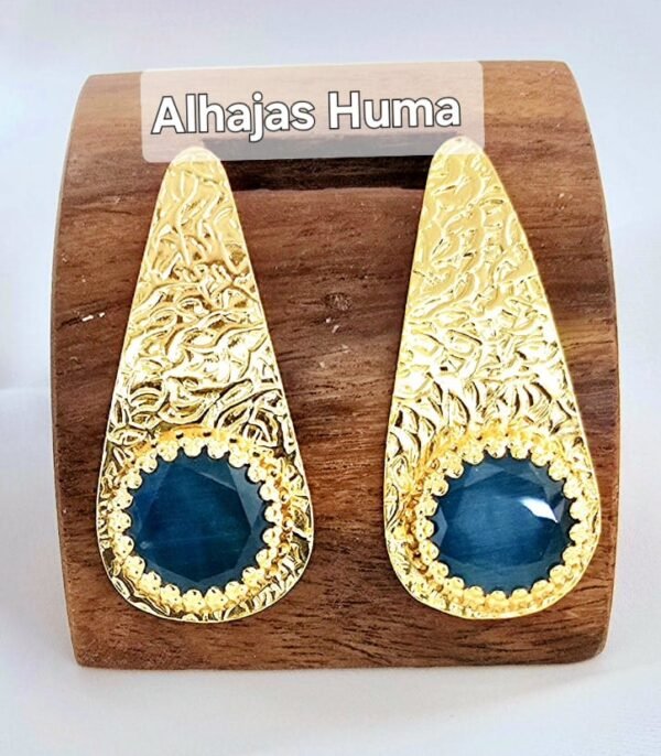 Cat Eye Brass Gold Plated Earring - Image 4