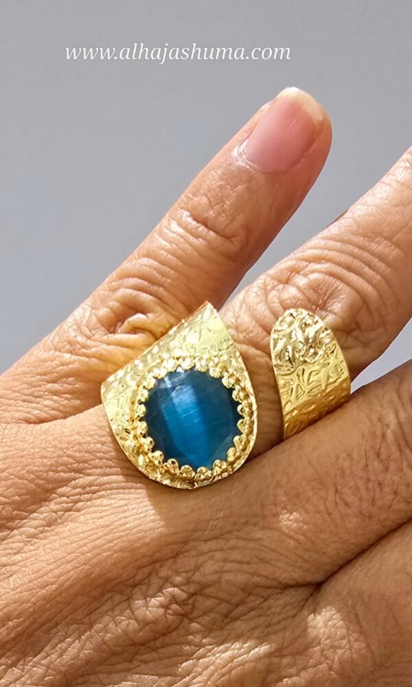 Cat Eye CatGold-Plated Adjustable Ring - Image 2