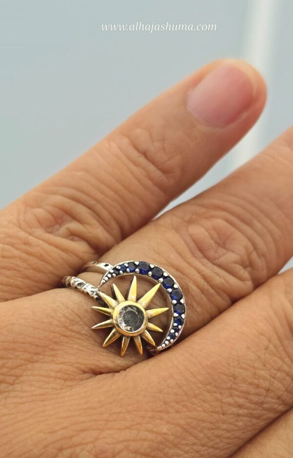 Celestial Moon & Star Ring Silver 925 - Image 3