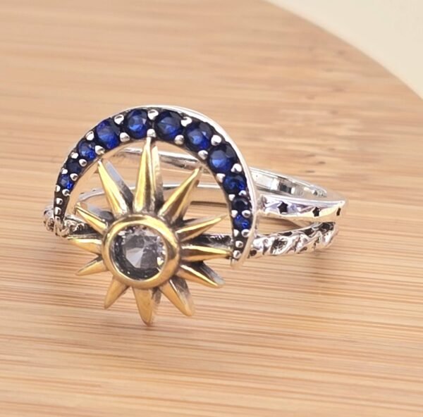 Celestial Moon & Star Ring Silver 925 - Image 2