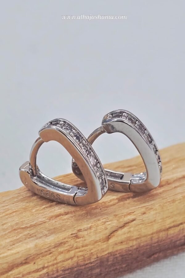 Sterling Silver V Shape Hoop Earring - Image 3