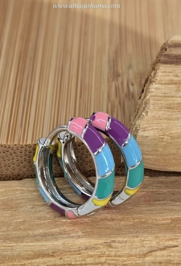Sterling Silver V Shape Hoop Earring - Image 4