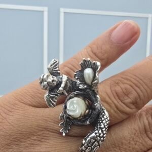 Dualidad Sagrada - Angel and Serpent Rose Ring