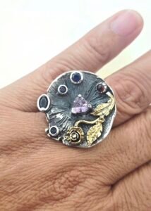 Rose, Amatista Free Size Ring