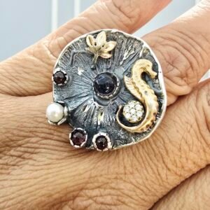 Sterling Silver 925 Hand Crafted Sea Horse Ring