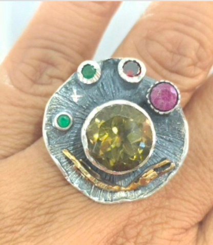 Zultanite Ring in Oxidized Sterling Silver