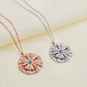 Floral Cross Sterling Silver Pendant Necklace