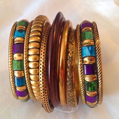 Boho Brass Bracelet with Stones