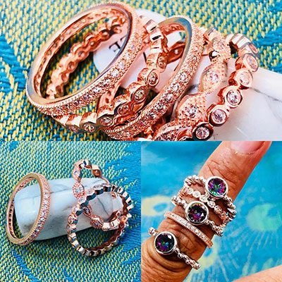 Gold rose stackable ring for woman
